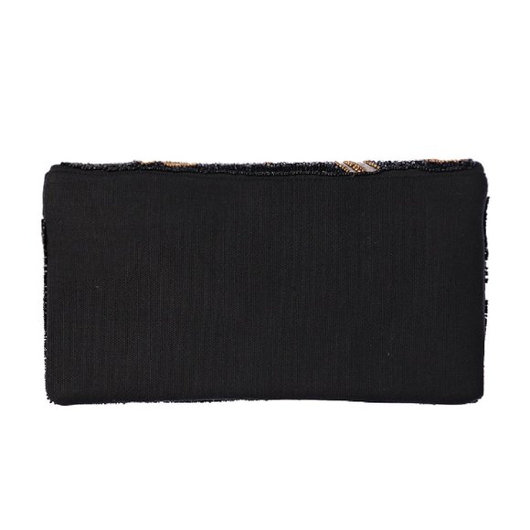 Black Gold Beaded Palm Leaf Bead Crossbody Chain Clutch Boho Handbag NEW - Picture 7 of 8